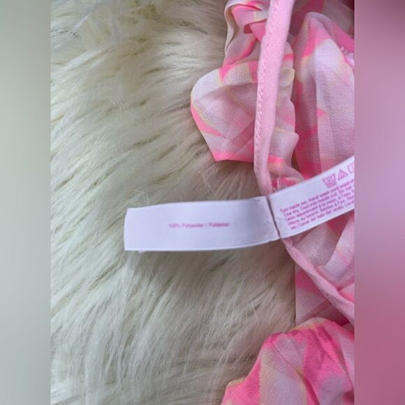 Victoria's Secret Pleated Slip Top Chemise pink Floral Print Rhinestone sz large - Picture 8 of 10